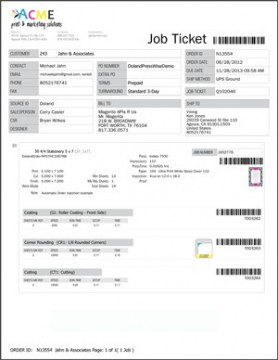 Barcoded Print Job Ticket in PressWise