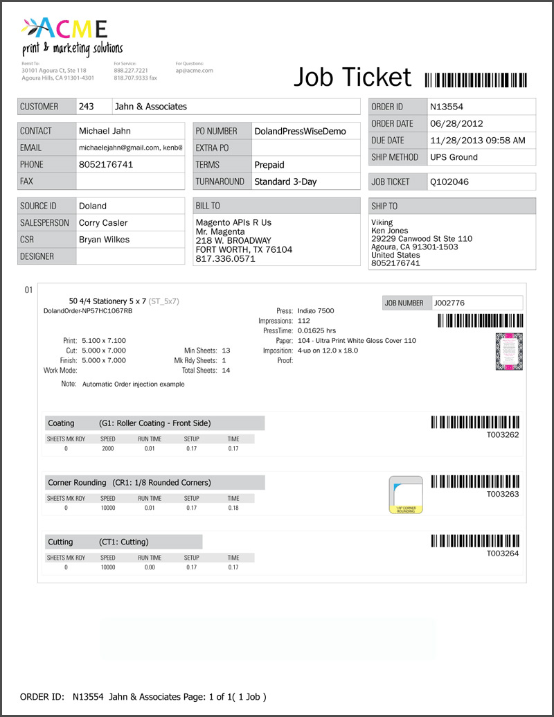 Job ticket