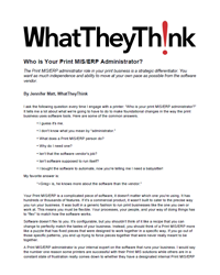 Who Is Your Print Administrator?